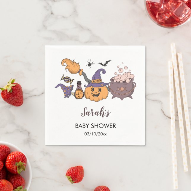 A Little Boo is Almost Due Halloween Baby Shower Napkin (Insitu)