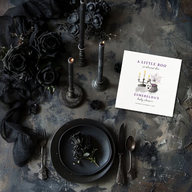 A Little Boo Is Almost Due Halloween Baby Shower  Napkin (A LITTLE BOO IS ALMOST DUE PAPER NAPKIN)