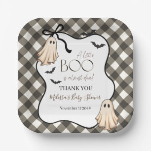 A Little Boo Is Almost Due Halloween Baby Shower Paper Plate