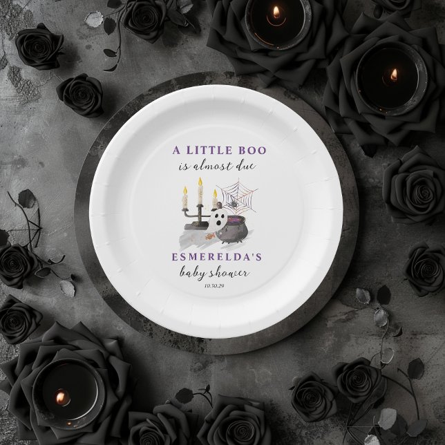 A Little Boo is Almost Due Halloween Baby Shower  Paper Plate (A LITTLE BOO IS ALMOST DUE BABY SHOWER PAPER PLATES)