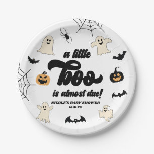 A Little Boo Is Almost Due! Halloween Baby Shower Paper Plate