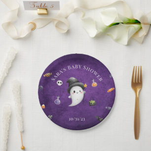 A Little Boo is Almost Due Halloween Baby Shower Paper Plate