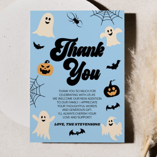 A Little Boo Is Almost Due! Halloween Baby Shower Thank You Card (Creator Uploaded)