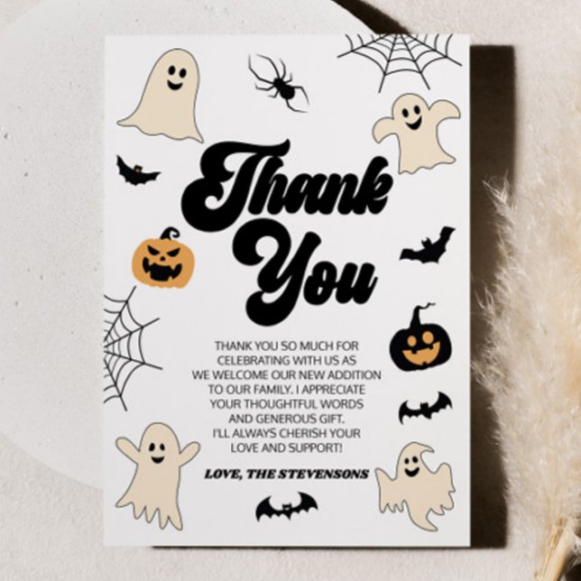 A Little Boo Is Almost Due! Halloween Baby Shower Thank You Card (Creator Uploaded)