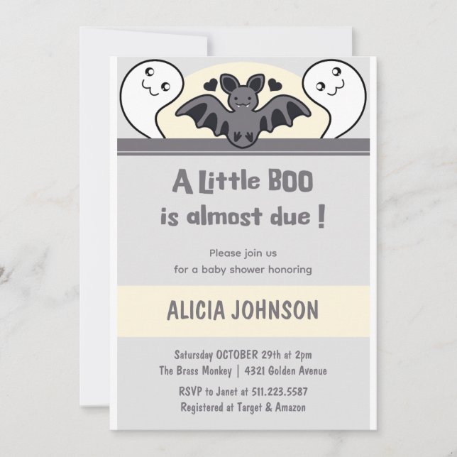 A little boo is almost due Halloween Invitation (Front)