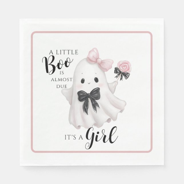 A Little Boo Is Almost Due – Halloween It's a Girl Napkin (Front)