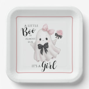 A Little Boo Is Almost Due – Halloween It's a Girl Paper Plate