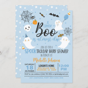 A Little Boo is Almost Due Invitation - Blue