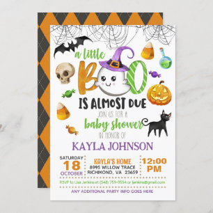 A Little Boo is Almost Due Invitation - White