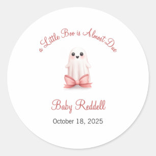 A Little Boo is Almost Due Label, Halloween Classic Round Sticker