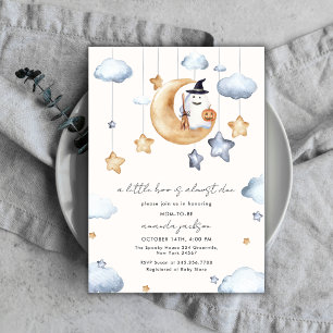 A Little Boo Is Almost Due Moon Stars Baby Shower Invitation