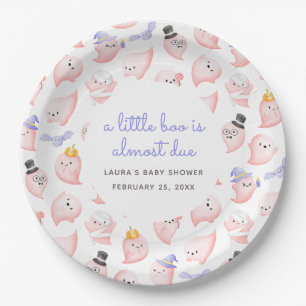 A little boo is almost due Pink Ghost Baby Shower Paper Plate