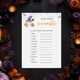 A Little Boo Is Almost Due Word Scramble Game Invitation