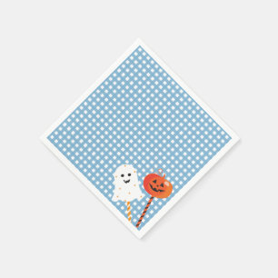 A Little Boo is Due Blue Gingham Cute Lollipops Napkin