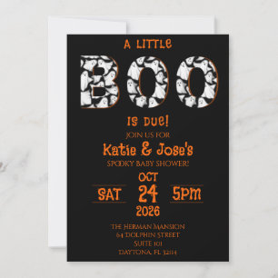 A Little Boo is Due Ghost Halloween Baby Shower Invitation