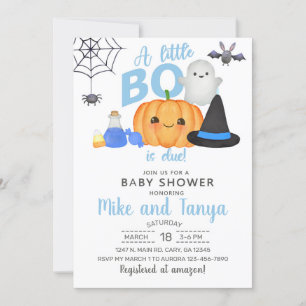 A little boo is due Halloween baby shower invite. Invitation