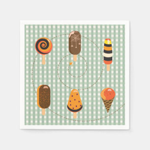 A Little Boo is Due Olive Green Gingham Ice Cream Napkin