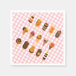 A Little Boo is Due Pale Pink Gingham Ice Cream Napkin