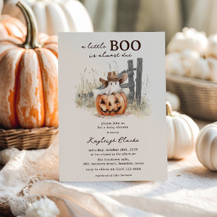 A Little Boo Is Due Western Halloween Baby Shower  Invitation