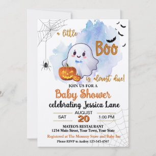 A Little Boo Is On The Way Baby Shower Ghost Invitation