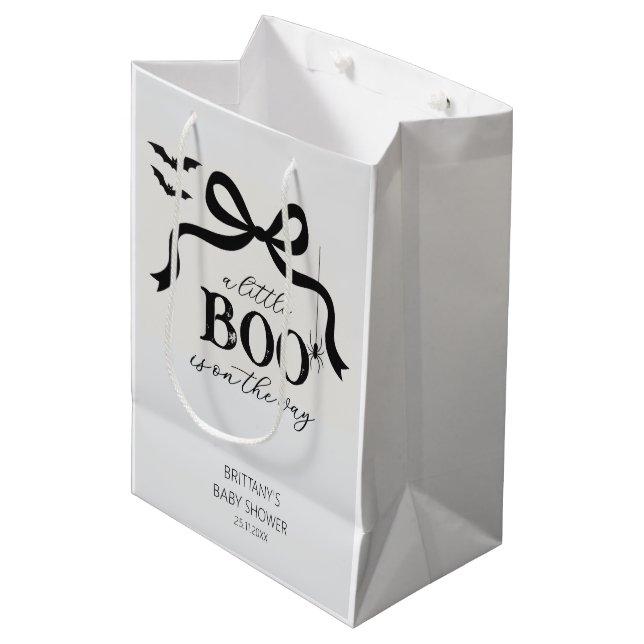 A Little Boo Is On The Way Baby Shower Medium Gift Bag (Front Angled)