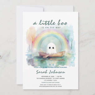 A Little Boo Is On The Way Green Baby Shower Invitation