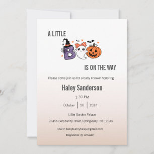 A Little Boo is on the Way Invitation, Halloween Invitation