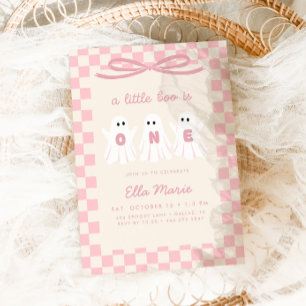 A Little Boo is One Pink Girls 1st Birthday Invitation