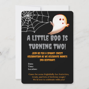 A Little Boo Is Turning Two Halloween 2nd Birthday Invitation