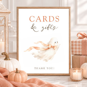 A Little Boo Orange Baby Shower Cards & Gifts Sign
