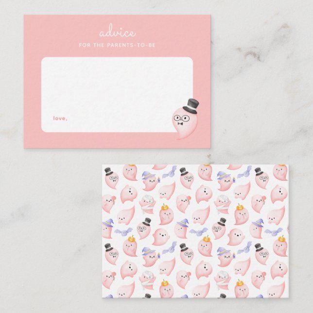 A Little Boo Pink Baby Shower Parenting Advice Card (Front/Back)