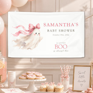 A Little Boo Pink Bow Baby Girl Shower Welcome  Banner