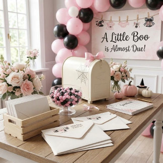 A Little Boo Pink Bow Halloween Party Baby Shower