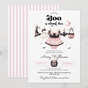 A Little Boo Pink Halloween Baby Shower Girl Invitation