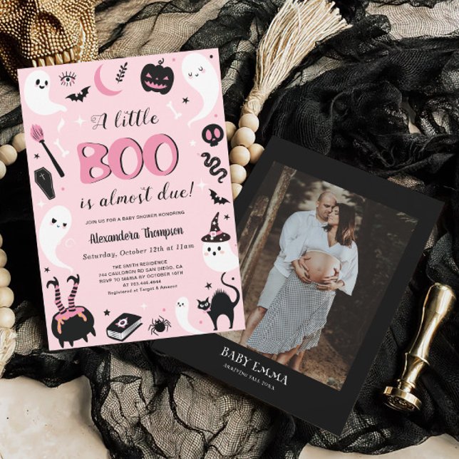 A little Boo Pink Halloween Baby Shower Invitation (Creator Uploaded)