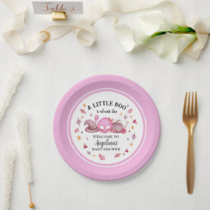 A Little Boo Pink Halloween Baby Shower Paper Plate