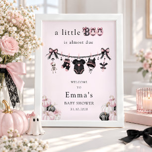 A Little Boo Pink Halloween Baby Shower Welcome Poster