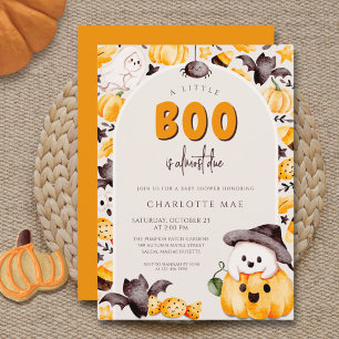A Little Boo Pumpkin Ghost Halloween Baby Shower Invitation