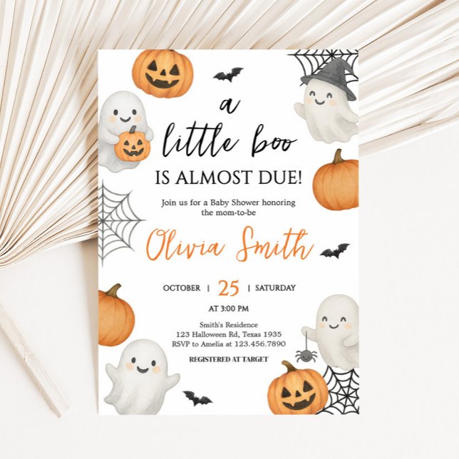A Little Boo Pumpkin Halloween Baby Shower Invitation (A Little Boo Pumpkin Spooky Halloween Baby Shower Invitation)