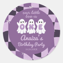 A Little Boo Purple Girl Birthday Paper Sticker