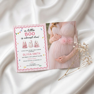 A Little Boo Striped Girl Baby Shower Invitation