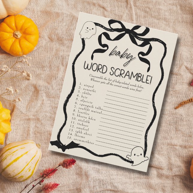A Little Boo Word Scramble  baby game card  (A Little Boo Word Scramble baby game card)