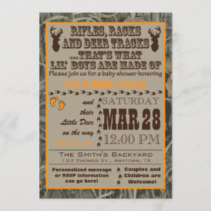 A Little Boys Hunting Camo Baby Shower Invitations