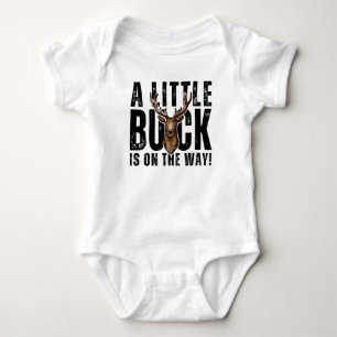 A Little Buck is on The Way Hunting  Baby Bodysuit