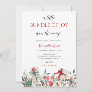 A Little Bundle of Joy Christmas Baby Shower Invitation