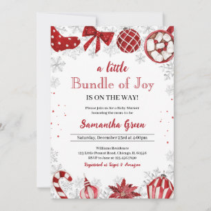 A Little Bundle of Joy Christmas Baby Shower Invitation