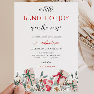 A Little Bundle of Joy Christmas Baby Shower Invitation
