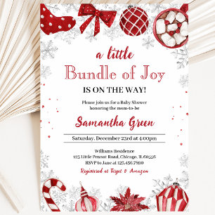 A Little Bundle of Joy Christmas Baby Shower Invitation