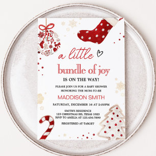 A Little Bundle of Joy Christmas Baby Shower Invitation