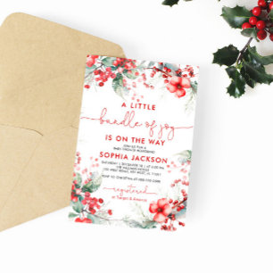 A Little Bundle Of Joy Christmas Baby Shower Invitation